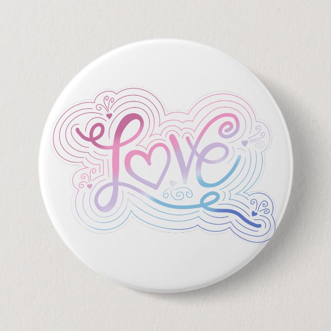 Love Swirl Doodle Bigender Pride Flag Lettering Button (Front)