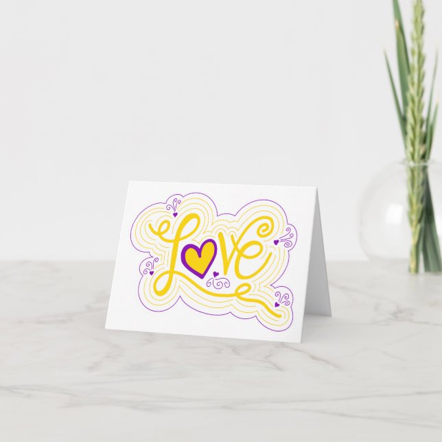 Love Swirl Doodle Intersex Pride Flag Lettering Note Card (Front)