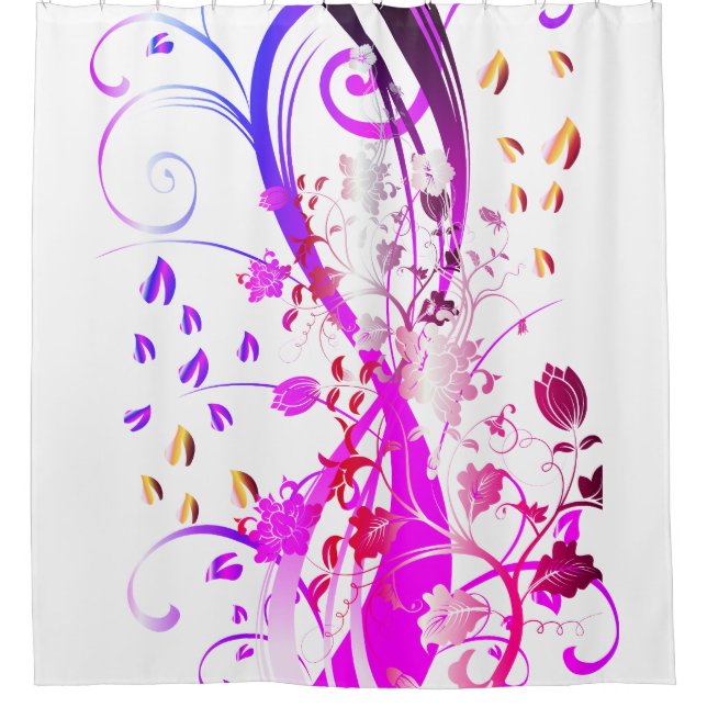 Love Swirl Flower Shower Curtain (Front)