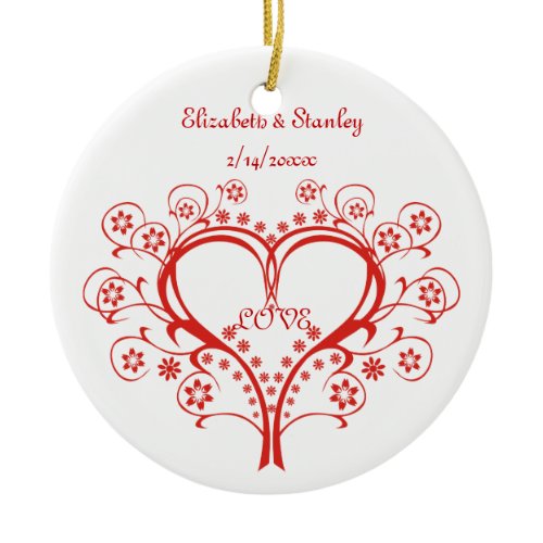 Love Swirl Heart Valentine’s Day custom ornament