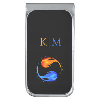 Love Symbol-Monogram Silver Finish Money Clip