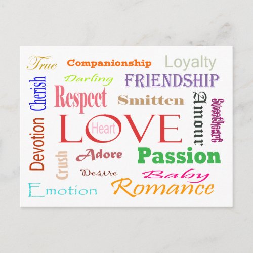 Love Synonyms by Shirley Taylor Postcard