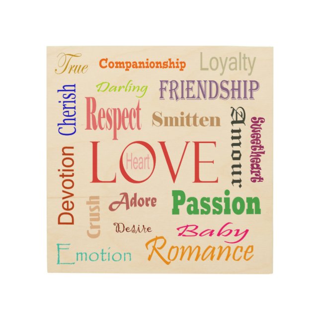 Love Synonyms by Shirley Taylor Wood Wall Art (Front)