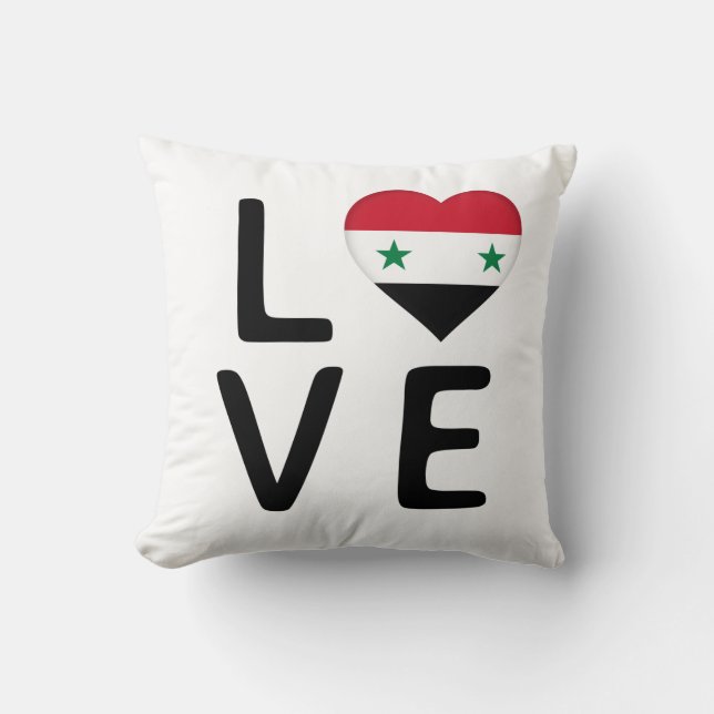 Love - Syria Flag Throw Pillow (Front)