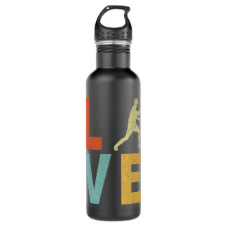 Love Table Tennis Player Ping Pong Paddle Retro Vi Stainless Steel Water Bottle