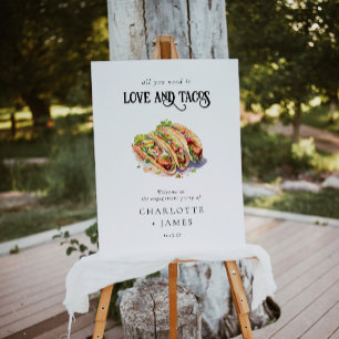Love & Tacos Modern Engagement Party Welcome Foam Board