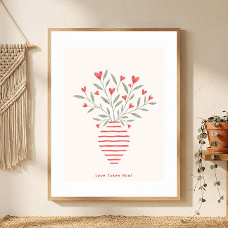 Love Takes Root Heart Vase Valentine Wall Art
