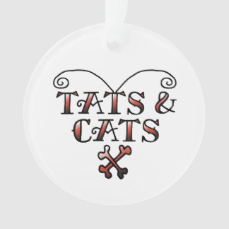 Love Tats & Cats Tattoo Style Heart Ornament