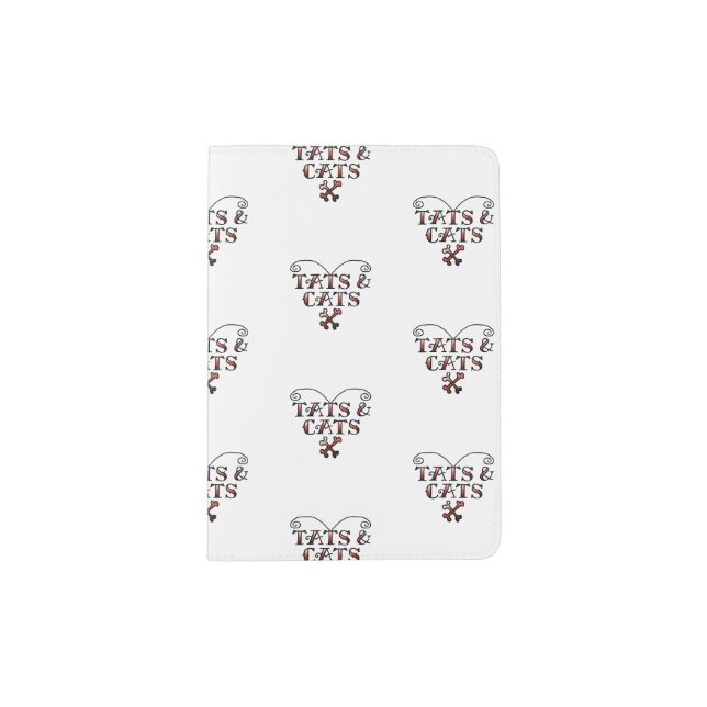 Love Tats & Cats Tattoo Style Heart Passport Holder (Front)