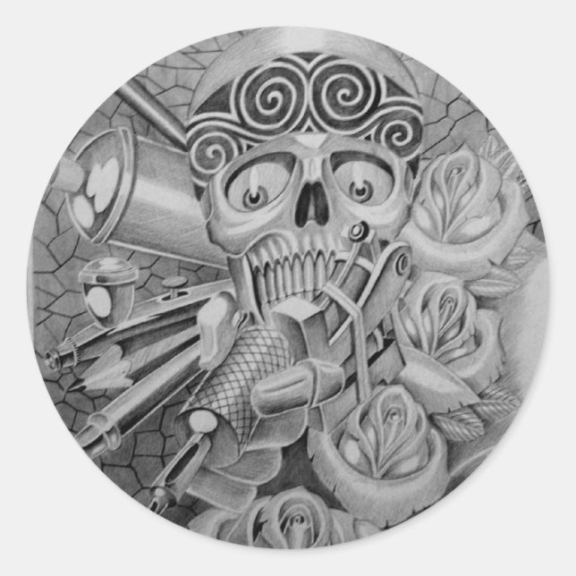 love tattoo classic round sticker (Front)