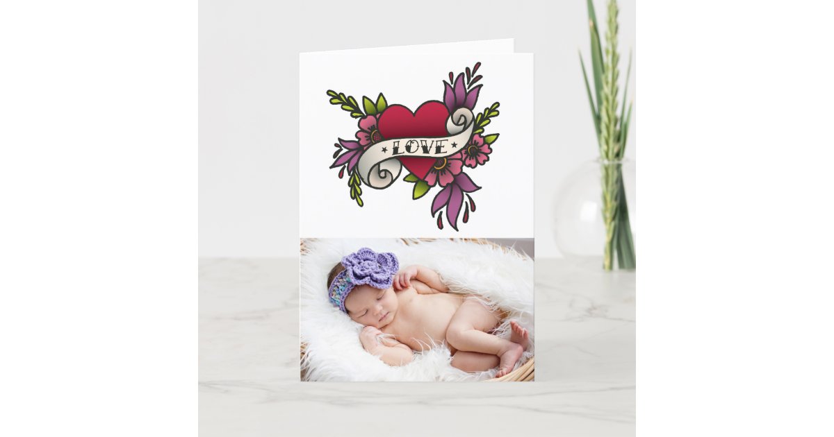 Love Tattoo Valentines Day Photo Greeting Card | Zazzle