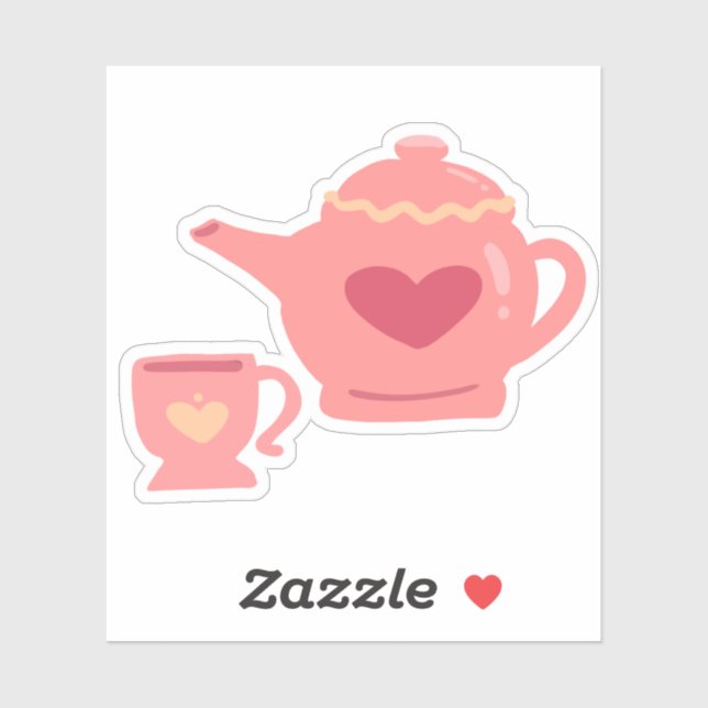 love tea pot & cup sticker (Sheet)