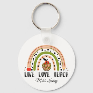 Love Teach Inspire Rainbow Teacher Appreciation Keychain
