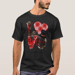 Love Teacher Life Leopard Buffalo Heart Valentines T-Shirt