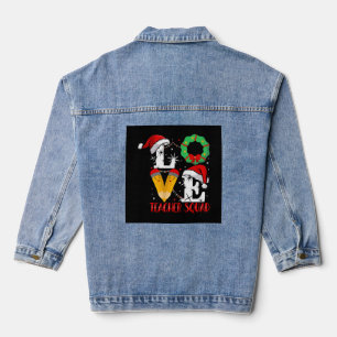 Love Teacher Squad , Funny Teachers Christmas Denim Jacket