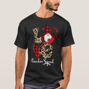 Love Teacher Squad Gnome Hearts Valentines Gnome T T-Shirt