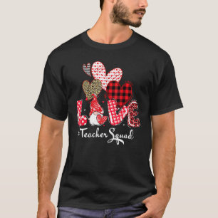 Love Teacher Squad Gnome Hearts Valentines Gnome T T-Shirt