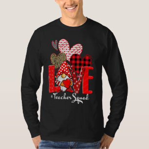 Love Teacher Squad Gnome Hearts Valentines Gnome T T-Shirt