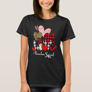 Love Teacher Squad Gnome Hearts Valentines Gnome T T-Shirt