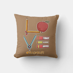Love Teaching Back to School Teacher Life Throw Pillow
