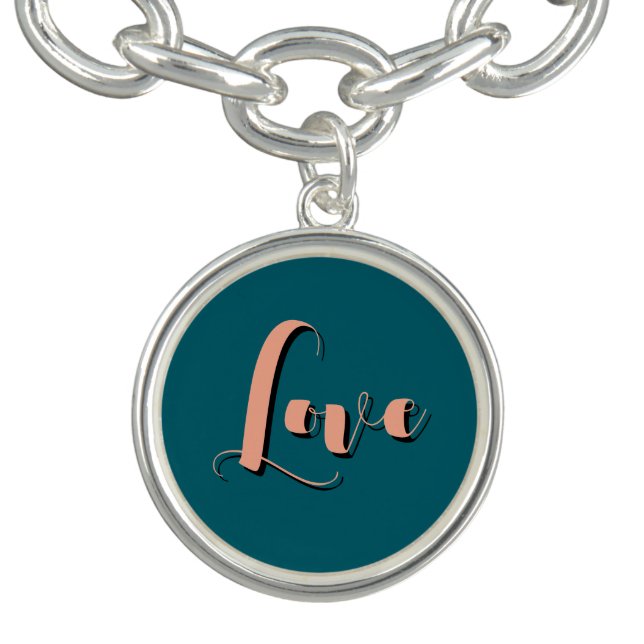 LOVE  Teal Charm  Bracelet (Design)