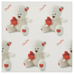 Love Teddy Bear custom name fabric