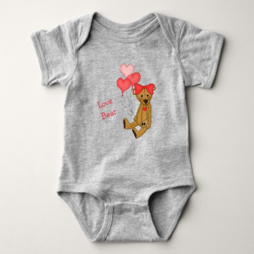 Love Teddy Bear Pink Baby Bodysuit