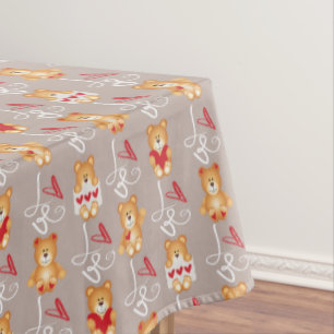 Love Teddy Bear Tablecloth