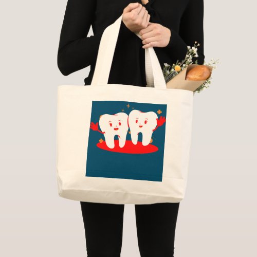 Love Teeth Dentist Valentines Day  Large Tote Bag