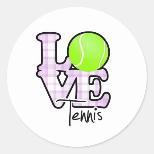 Love Tennis Classic Round Sticker