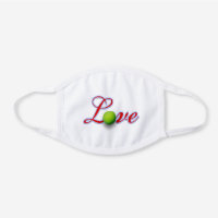 Love Tennis Fan Player Team Sports Coach White Cotton Face Mask