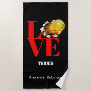 Love Tennis Personalized Sports   Beach Towel