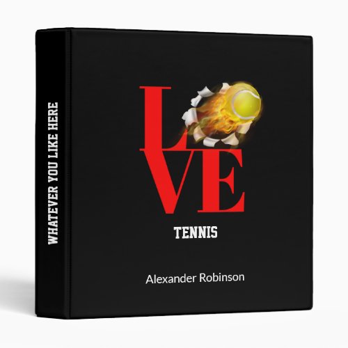 Love Tennis Personalized Sports Office School 3 Ring Binder