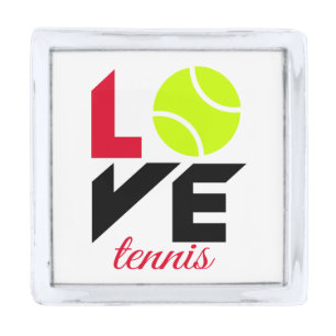 Love tennis silver finish lapel pin