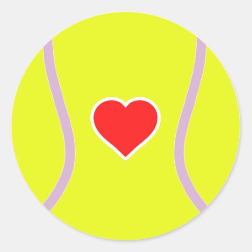 Love tennis _ Sport ball with heart  Classic Round Sticker