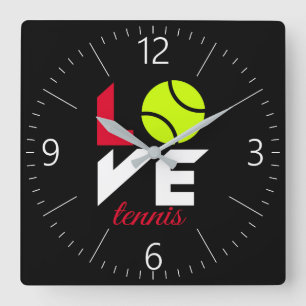 Love tennis square wall clock