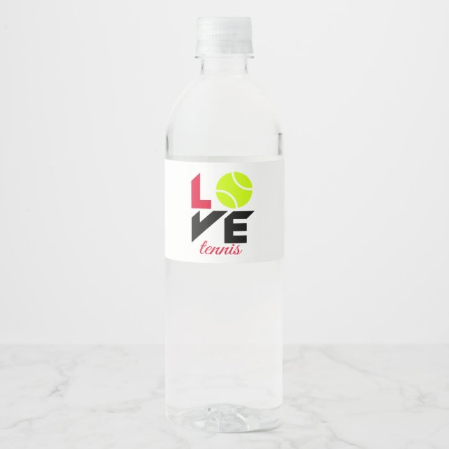 Love tennis water bottle label (Front)