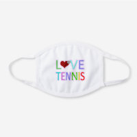 Love Tennis White Cotton Face Mask
