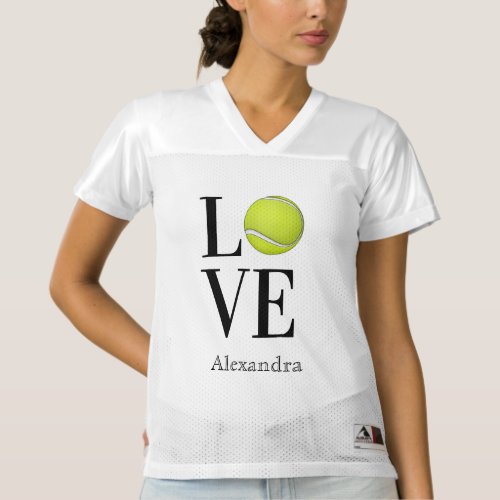 Love Tennis  with monogrammed name Womens Football Jersey
