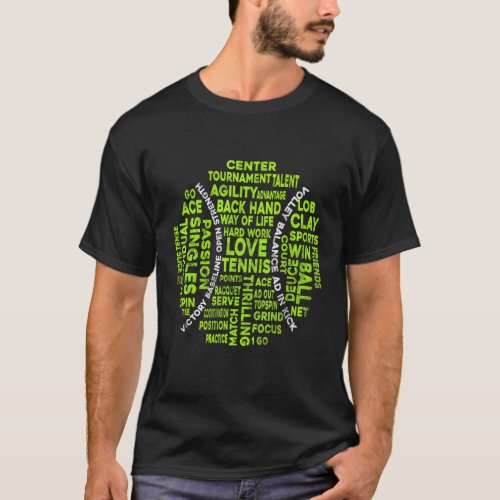 Love Tennis Word Art Sports Enthusiasts T_Shirt