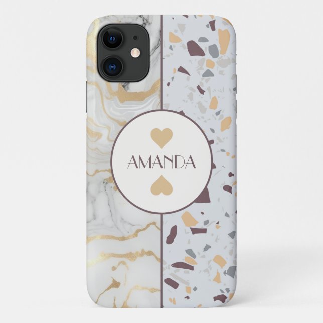 Love Terrazzo Marble iPhone Case custome name (Back)