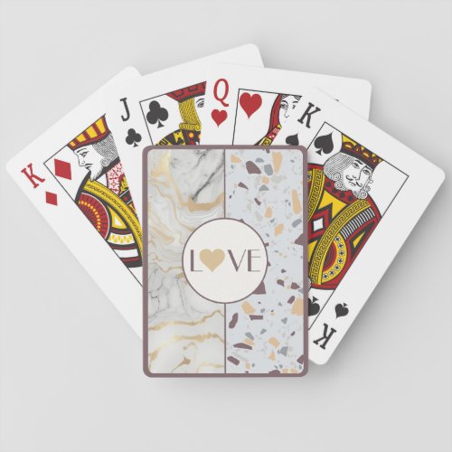 Love Terrazzo_Marble Playing Cards with Gold Heart