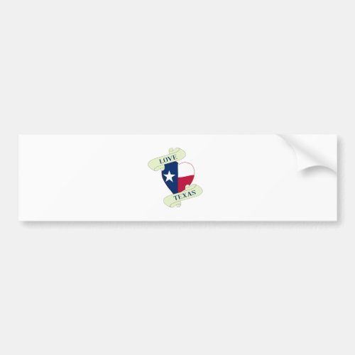 Love Texas Heart And Scroll Bumper Sticker