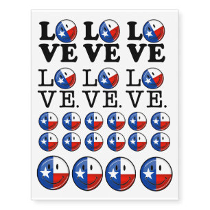 Love Texas Smiling Flag Temporary Tattoos