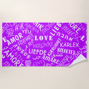 Love Text Beach Towel Purple or Choose Color