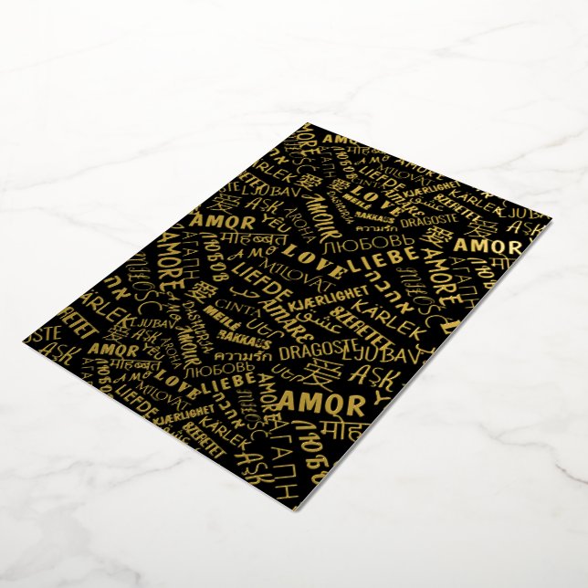 Love Text Black Gold Foil Valentine's Day Card (Rotated)