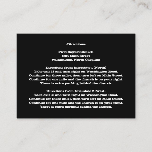 Love Text Directions Insert Cards in Plum (Front)