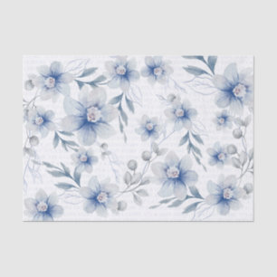 Love Text Dusty Blue Watercolor Flower Tissue Paper