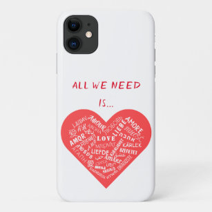 Love Text Heart Custom Colors Multilanguage iPhone 11 Case