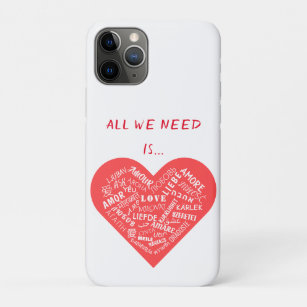 Love Text Heart Custom Colors Multilanguage iPhone 11 Pro Case